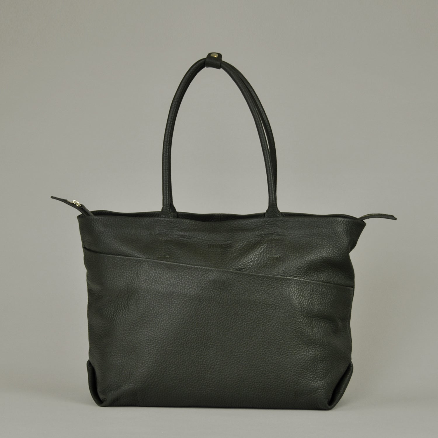 Tara tote large. Big workbag and weekender in forest green pebbled  leather.